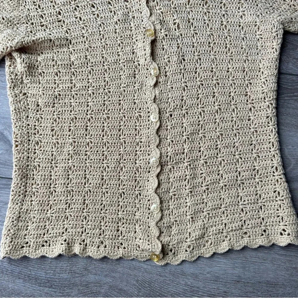 Vintage Laura Petites Crochet Knit Short Sleeve Cardigan Made  in Korea - Picture 7 of 11